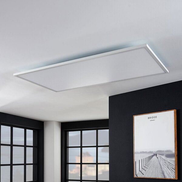 Arcchio LED panel Brenda, 120 x 60 cm, CCT, daljinski upravljalnik, zatemnjen, Bela, Dnevna soba / jedilnica, Plastika, Sodobni