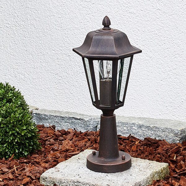 Lindby Lamina podstavna svetilka, 39 cm, kovina, E27, zatemnjen, Rjava / rjasta, Aluminij, Antični