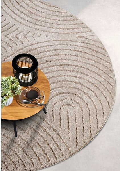 Bež okrogla preproga ø 160 cm Panglao New York Taupe – Elle Decoration