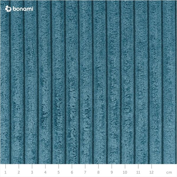 Turkizna raztegljiva kotna sedežna garnitura iz rebrastega žameta s prostorom za shranjevanje Luma – Ropez