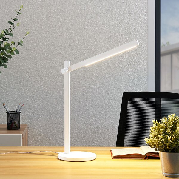 Lindby LED namizna svetilka Loretta, višina 43 cm, bela, CCT, zatemnjen, Bela, Študija / pisarna, Plastika, Sodobni