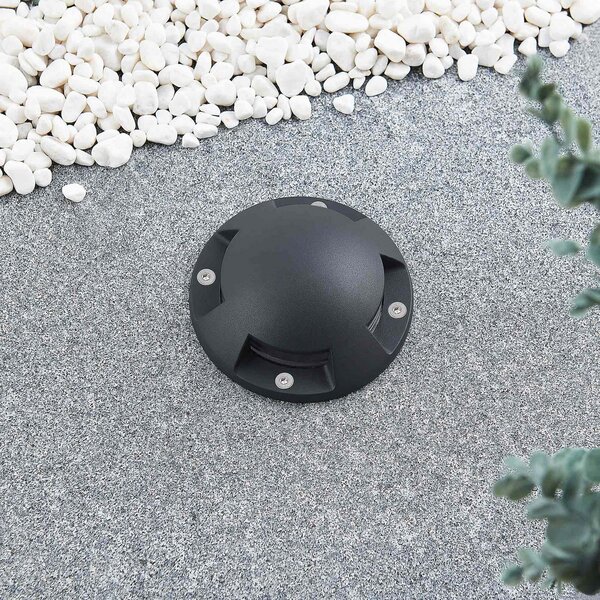 Lindby LED talni reflektor Huban, 15 cm, 4-svetlobni, antracit, Črna, Kovina, Sodobni