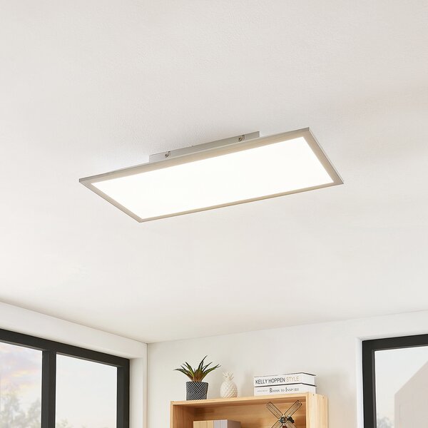 Lindby LED-Panel Stenley, 4.000 K, 60cm x 30cm, srebrna/bela, Bela, Kuhinja, Plastika, Sodobni