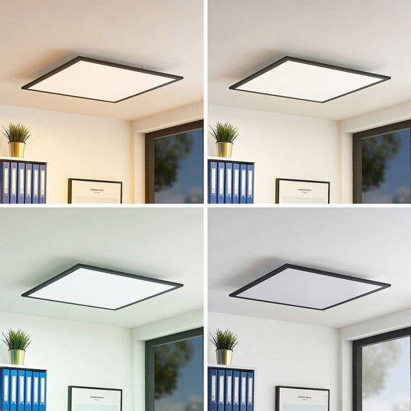 Lindby LED panel Nelios, 62 x cm, CCT, črna, kovina, zatemnjen, Črna, Kuhinja, Plastika, Sodobni