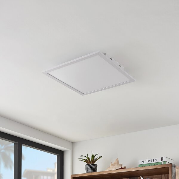 Lindby LED plošča Quais, 40 x cm, bela, aluminij, 4.000K, Bela, Kuhinja, Aluminij, Sodobni