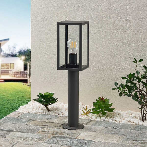 Lindby Filimon podstavna svetilka, 50 cm, antracit, IP44, E27, zatemnjen, Črna, Aluminij, Sodobni