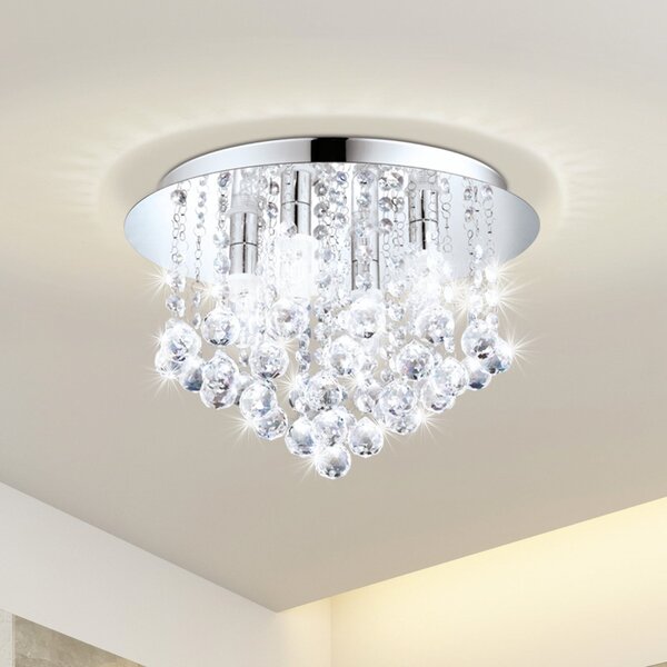EGLO Almonte LED stropna svetilka z obeskom, 35 cm, Kovinska, Dnevna soba / jedilnica, Kristal