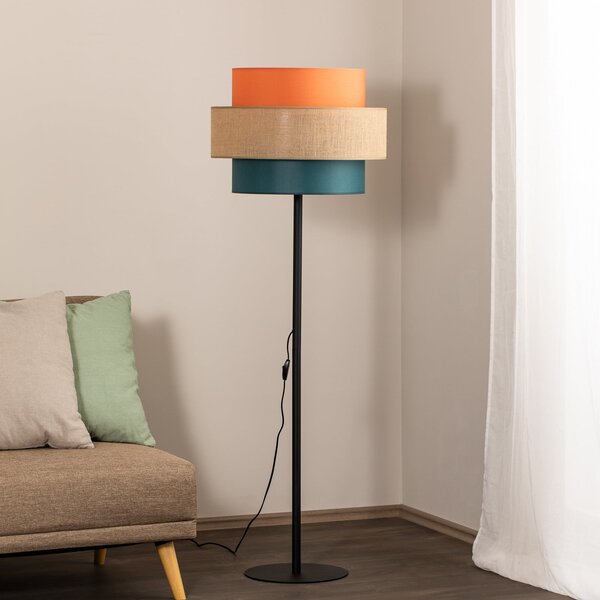 TK Lighting Talna svetilka Trio, senčilo iz jute, oranžna/naravno rjava/bencin, Večbarvna, Dnevna soba / jedilnica, Tkanine / tekstil