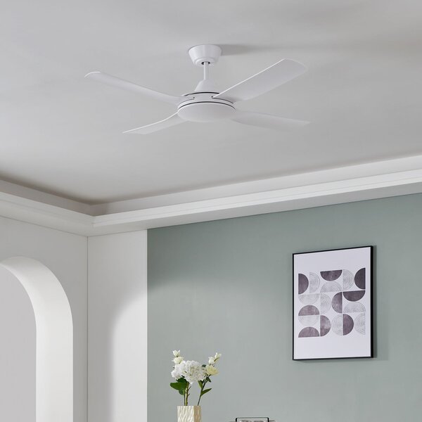 EGLO Stropni ventilator Bondi 1, bela mat barva, daljinski upravljalnik, Bela, Dnevna soba / jedilnica, Plastika
