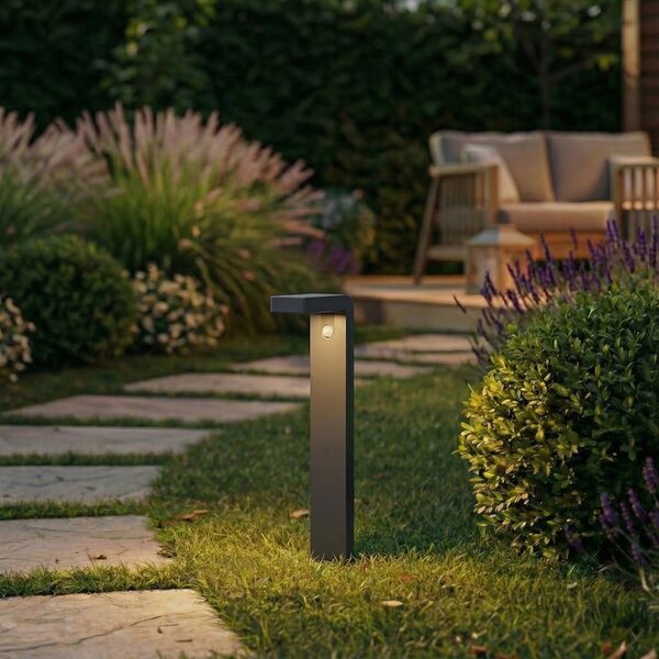 PRIOS Prios LED-solarna ulična svetilka Aurino, črna, 75 cm, senzor, Črna, Aluminij, Solarne luči