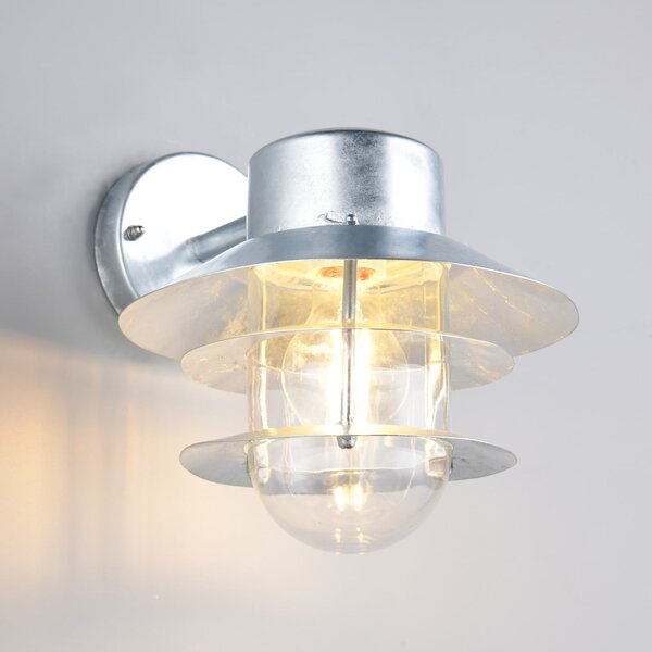 Trio Lighting Zunanja stenska svetilka Ruvuuma v barvi cinka Ø 22 cm, usmerjena navzdol, zatemnjen, Kovinska, Kovina