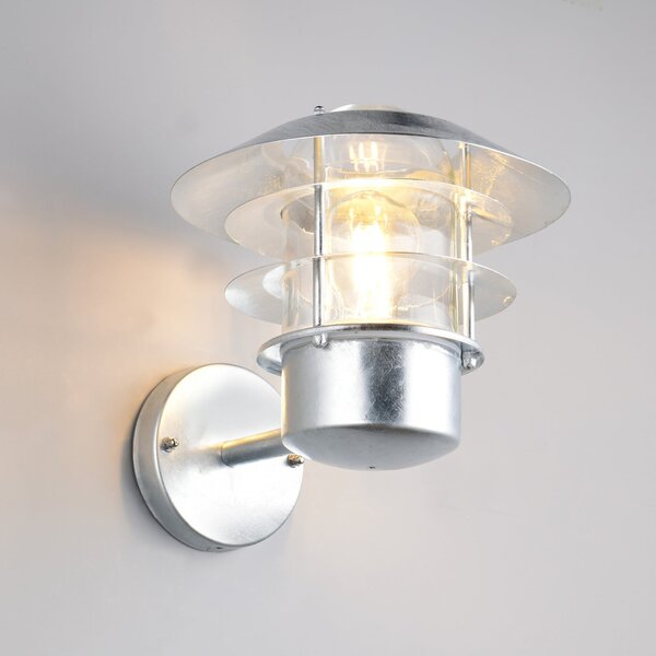 Trio Lighting Zunanja stenska svetilka Ruvuuma v barvi cinka Ø 22 cm, usmerjena navzgor, zatemnjen, Kovinska, Kovina
