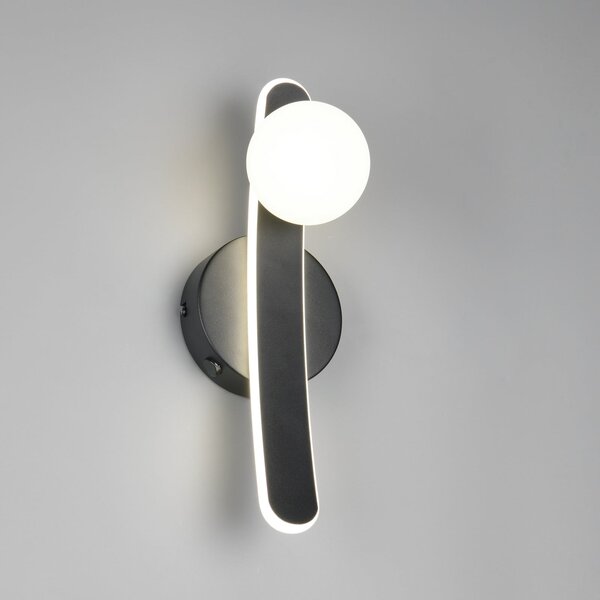 Trio Lighting LED stenska svetilka Napoli, črna mat, višina 34 cm, kovina CCT, zatemnjen, Črna, Dnevna soba / jedilnica, Kovina, Sodobni