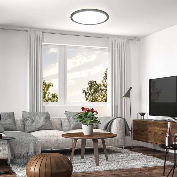 B.K. Licht LED-panel Slim Remote RGBW, Ø 42 cm, črn, osvetlitev ozadja, zatemnjen, Črna, Študija / pisarna, Plastika