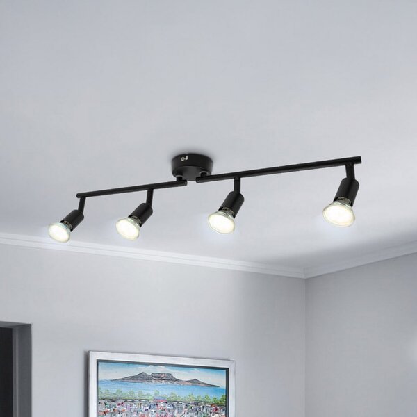 B.K. Licht Stropna svetilka Jade, črna, 4-žarnica, GU10 LED, 3.000 K, Črna, Dnevna soba / jedilnica, Kovina, Sodobni