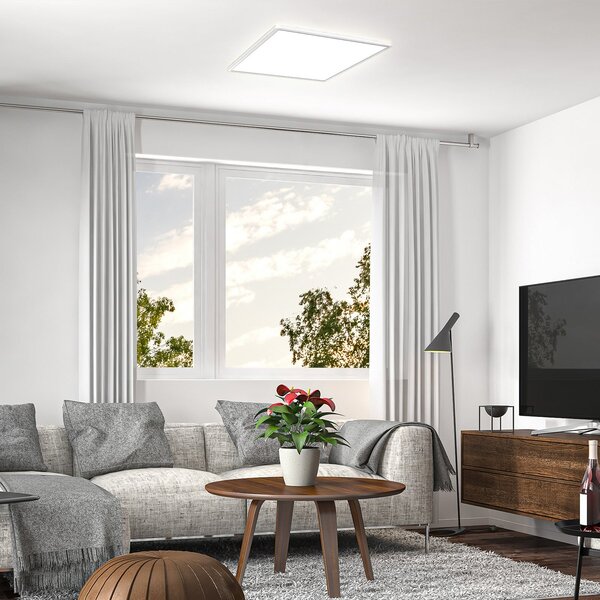 B.K. Licht LED-panel Eki, 42 x cm, bel, Step-dim, Backlight, 4.000K, zatemnjen, Bela, Študija / pisarna, Plastika