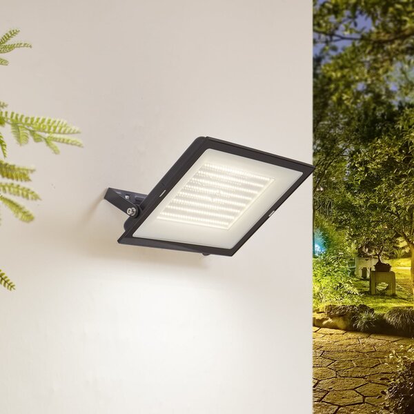 PRIOS Prios LED zunanji reflektor Maikel, 200W, 16000lm, kovinski, Črna, Aluminij, Sodobni, Stenska kotna