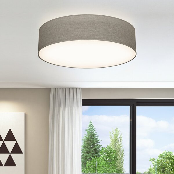 B.K. Licht Stropna svetilka Litora, taupe, Ø 38 cm, tekstil, E27, zatemnjen, Rjava / rjasta, Dnevna soba / jedilnica, Tkanine / tekstil