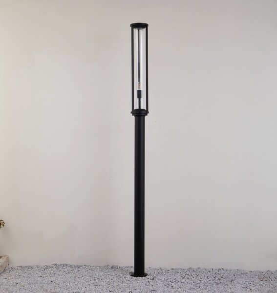 Lucande zunanja svetilka Alivaro, črna, 220 cm, E27, IP65, zatemnjen, Črna, Aluminij, Sodobni