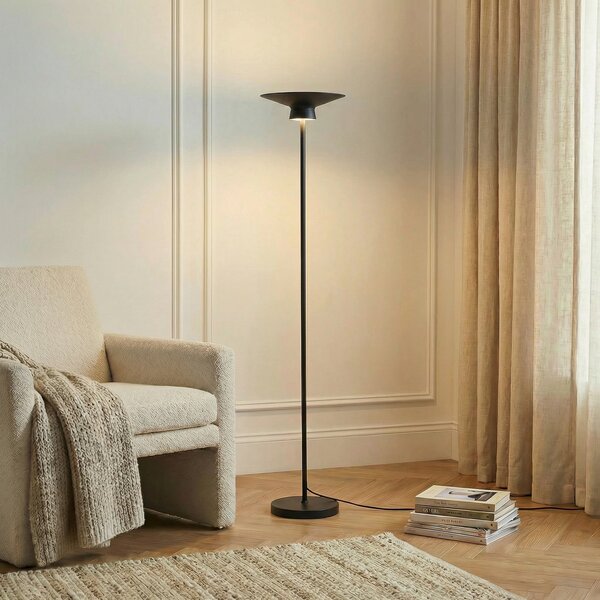 Lindby LED-stojna svetilka Norvind, črna, kovina, 1-svetilna, Črna, Dnevna soba / jedilnica, Kovina, Sodobni