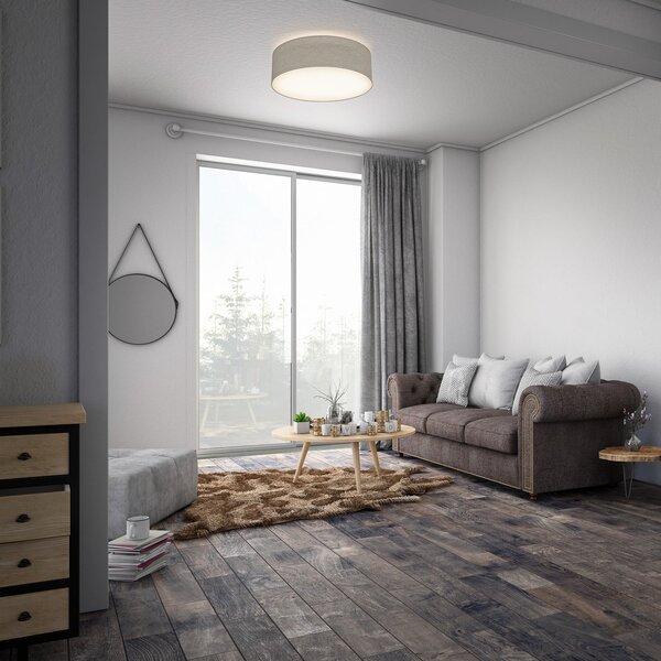 B.K. Licht Stropna svetilka Litora, taupe, Ø 30 cm, tekstil, E27, zatemnjen, Rjava / rjasta, Dnevna soba / jedilnica, Tkanine / tekstil