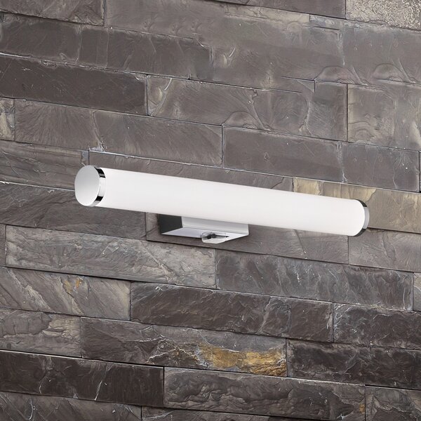 Trio Lighting Mattimo LED stenska svetilka, širina 40 cm, krom, stikalo, Kovinska, Kopalnica, Plastika, Sodobni