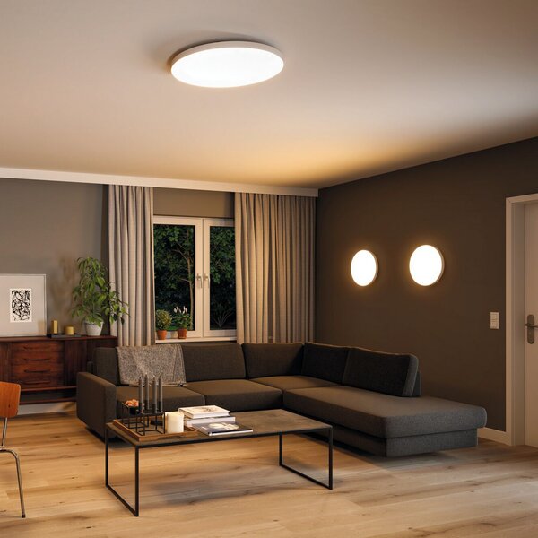 Paulmann Velora LED panel ZigBee CCT okrogel Ø 60 cm, zatemnjen, Bela, Dnevna soba / jedilnica, Kovina, Sodobni