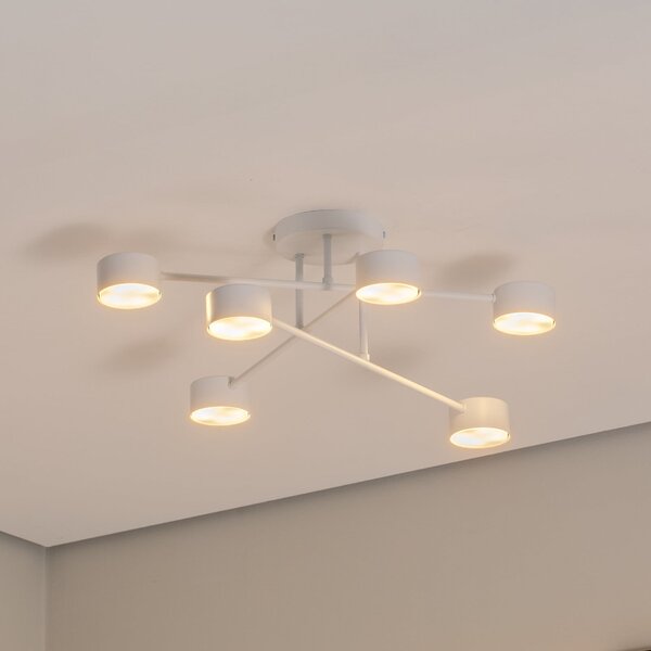 EMIBIG LIGHTING Modus 6 stropna svetilka, jeklena, šest luči, GX53, bela, zatemnjen, Bela, Dnevna soba / jedilnica, Kovina, Sodobni