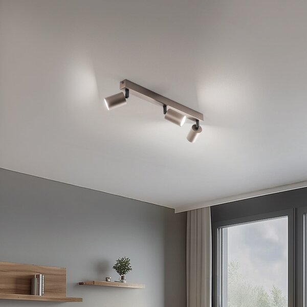 TK Lighting Stropna točka Vrh, nastavljiva, rjava, linearna s tremi žarnicami, zatemnjen, Rjava / rjasta, Dnevna soba / jedilnica, Kovina, Sodobni, Strop z več plameni