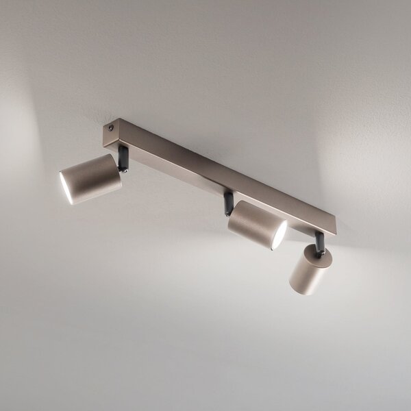 TK Lighting Stropna točka Vrh, nastavljiva, rjava, linearna s tremi žarnicami, zatemnjen, Rjava / rjasta, Dnevna soba / jedilnica, Kovina, Sodobni, Strop z več plameni