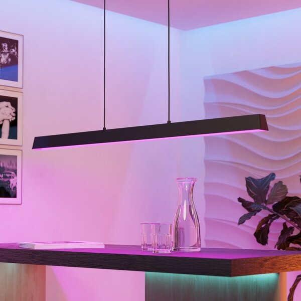 EGLO connect Simolaris-Z LED viseča svetilka, 122 cm, zatemnjen, Črna, Dnevna soba / jedilnica, Kovina, Sodobni