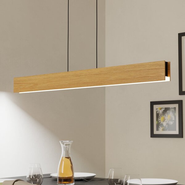 EGLO Smart ZIG LED viseča svetilka Anchorena-Z, dolžina 123 cm, RGB, CCT, zatemnjen, Les, Dnevna soba / jedilnica, Les, Sodobni