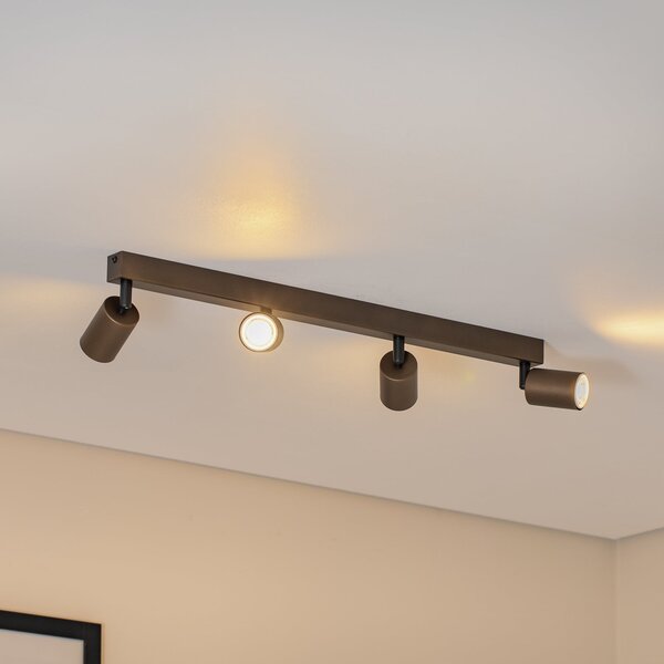TK Lighting Stropna točka Vrh, nastavljiva, rjava, linearna s štirimi plameni, zatemnjen, Rjava / rjasta, Dnevna soba / jedilnica, Kovina, Sodobni, Strop z več plameni