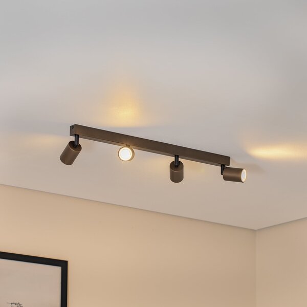 TK Lighting Stropna točka Vrh, nastavljiva, rjava, linearna s štirimi plameni, zatemnjen, Rjava / rjasta, Dnevna soba / jedilnica, Kovina, Sodobni, Strop z več plameni