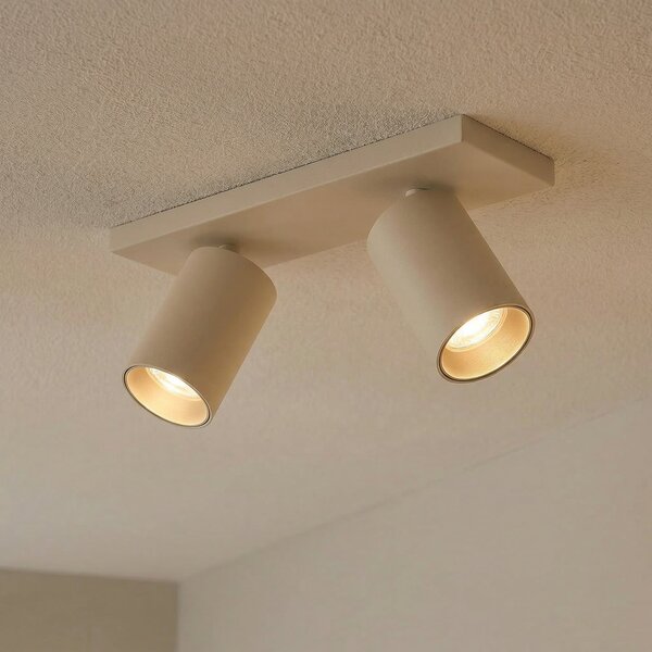 Arcchio žarek Brinja, rjav, kvadratni, Ø 6 cm, 2-žarek, GU10, zatemnjen, Rjava / rjasta, Hodnik, Aluminij, Sodobni