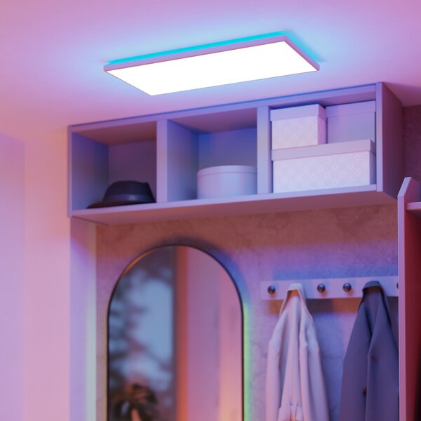 EGLO connect LED stropna svetilka Rovito-Z, bela, 57 x 30 cm, zatemnjen, Bela, Dnevna soba / jedilnica, Plastika