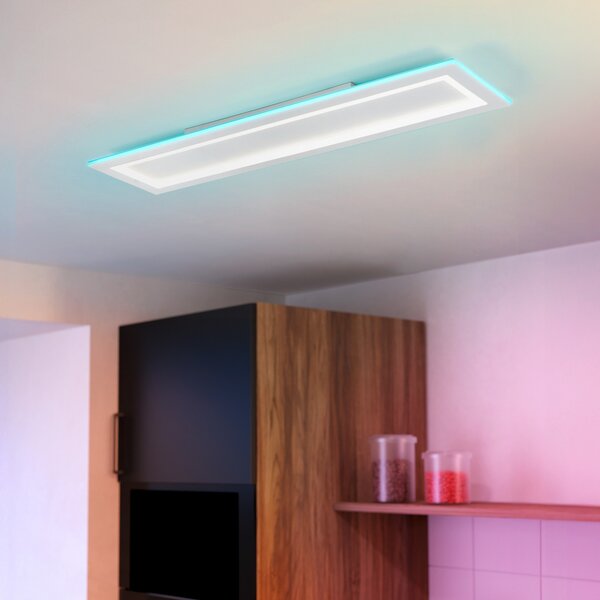 EGLO connect LED stropna svetilka Padrogiano-Z, 1-svetlobna, 120 x 30 cm, zatemnjen, Bela, Dnevna soba / jedilnica, Kovina, Sodobni