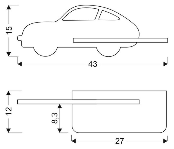 OTROŠKA STENSKA SVETILKA Car 250 lm 4000 K