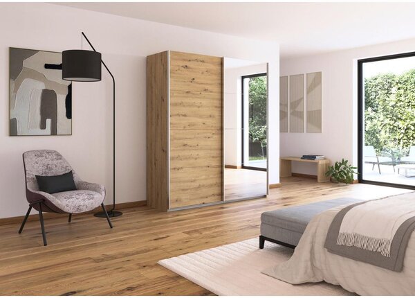 Modern Living Omara Z Drsnimi Vrati Feldkirch, Bela, Barva Hrasta