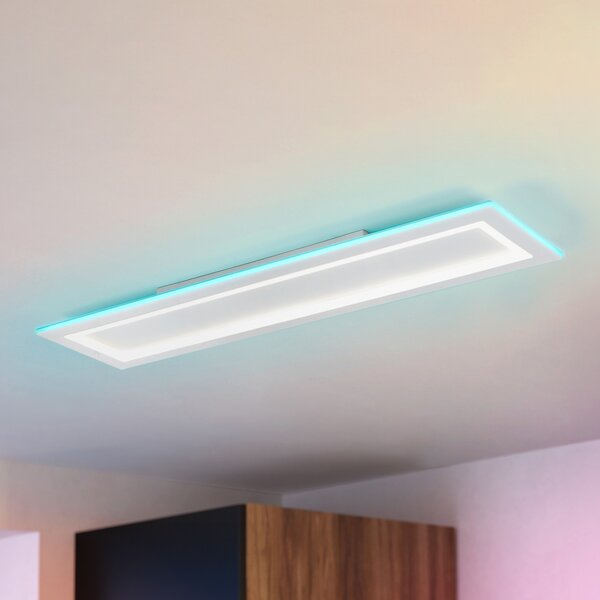 EGLO connect LED stropna svetilka Padrogiano-Z, 1-svetlobna, 120 x 30 cm, zatemnjen, Bela, Dnevna soba / jedilnica, Kovina, Sodobni