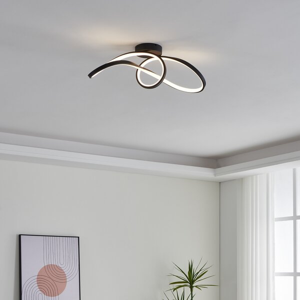EGLO connect LED stropna svetilka Calarossa-Z, črna, aluminij, zatemnjen, Črna, Dnevna soba / jedilnica, Aluminij, Sodobni