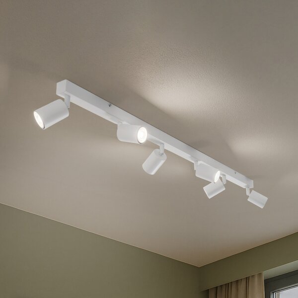 TK Lighting Stropni žaromet Top, bel, 127 cm, 6-krilni, kovina, GU10, zatemnjen, Bela, Dnevna soba / jedilnica, Kovina, Sodobni