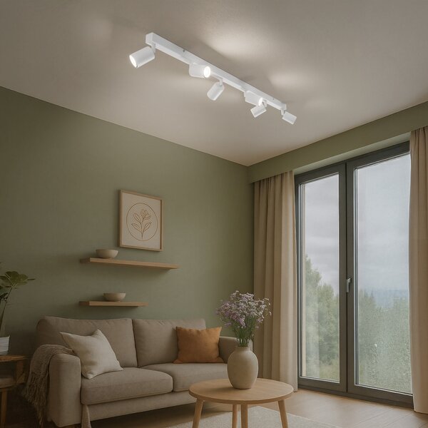 TK Lighting Stropni žaromet Top, bel, 127 cm, 6-krilni, kovina, GU10, zatemnjen, Bela, Dnevna soba / jedilnica, Kovina, Sodobni