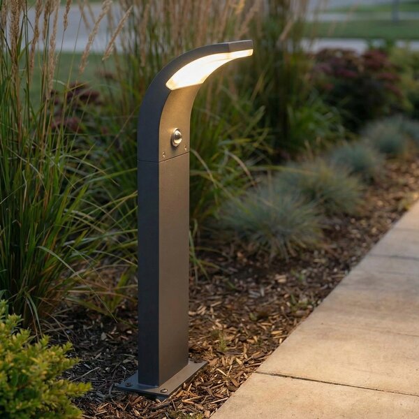 Lucande Timm LED stenska svetilka, senzor, 60 cm, antracit, IP54, Črna, Aluminij, Sodobni