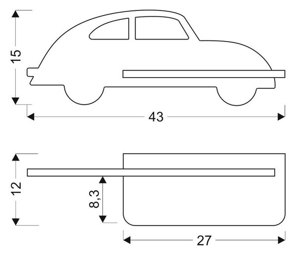 OTROŠKA STENSKA SVETILKA Car 250 lm 4000 K