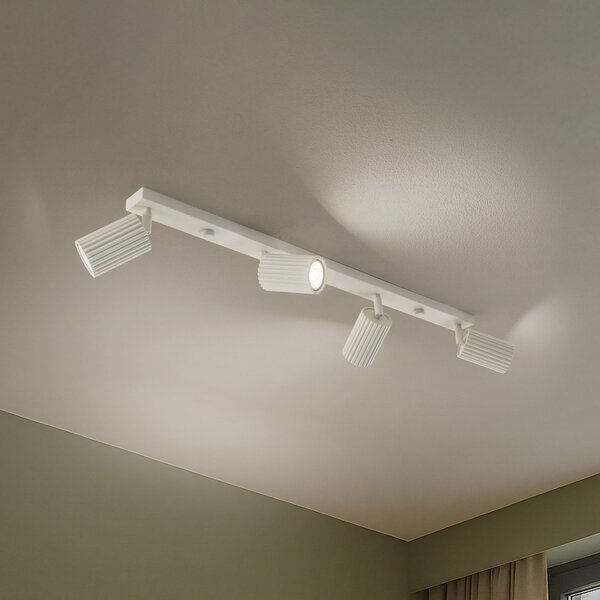 SOLLUX LIGHTING Stropna svetilka Carbon, bež, dolžina 81 cm, aluminij, 4-svetlobna., zatemnjen, Bež, Dnevna soba / jedilnica, Aluminij, Sodobni