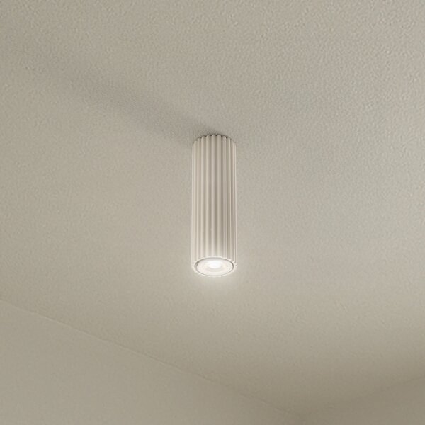 SOLLUX LIGHTING Stropna svetilka Carbon, bež, višina 20 cm, aluminij, zatemnjen, Bež, Dnevna soba / jedilnica, Aluminij, Sodobni