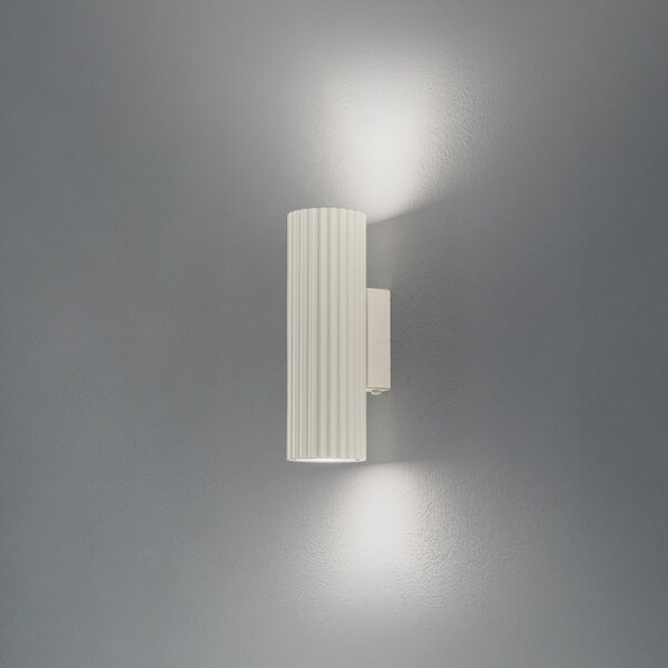 SOLLUX LIGHTING Stenska svetilka Carbon, bež, višina 20 cm, aluminij, 2 luči., zatemnjen, Bež, Dnevna soba / jedilnica, Aluminij, Sodobni