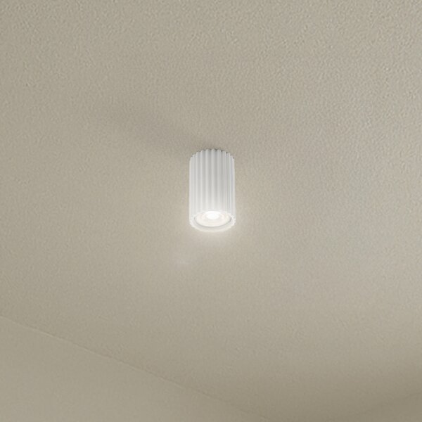 SOLLUX LIGHTING Stropna svetilka Carbon, bela, višina 10 cm, aluminij, zatemnjen, Bela, Dnevna soba / jedilnica, Aluminij, Sodobni