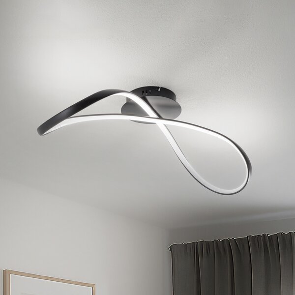 Milagro Lighting LED stropna svetilka Infinity, kovina, črna, 4.000 K, Črna, Dnevna soba / jedilnica, Kovina, Sodobni